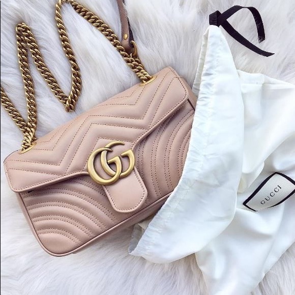 Gucci Handbags - Gucci Marmont Pink Quilted Leather Chain Bag